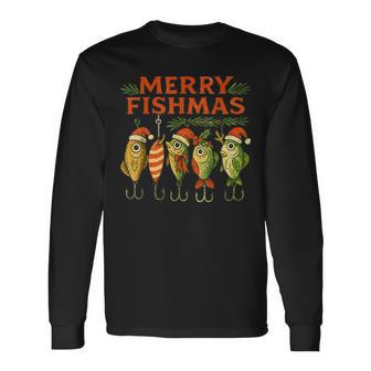 Merry Fishmas Vintage Fishing Christmas Long Sleeve T-Shirt - Thegiftio UK