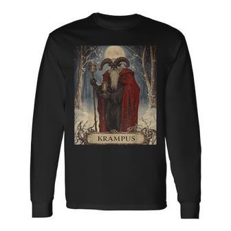 Merry Krampus Pajama Christmas Horror Ugly Sweater Long Sleeve T-Shirt - Monsterry