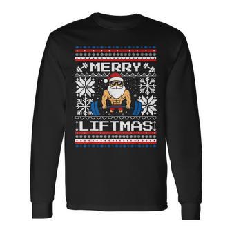 Merry Liftmas Santa Claus Workout Gym Fitness Long Sleeve T-Shirt - Seseable