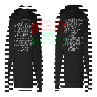 Merry And Married 2025 Plaid Xmas Christmas Couple Matching Long Sleeve T-Shirt - Monsterry