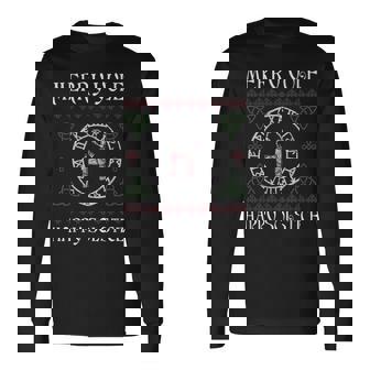 Merry Yule Goat Wiccan Christmas Winter Holiday Yuletide Long Sleeve T-Shirt | Mazezy