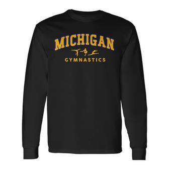 Michigan Gymnastics Gymnast Acrobatics Long Sleeve T-Shirt | Mazezy