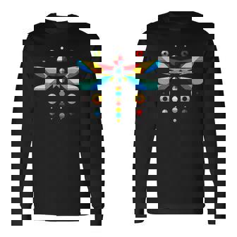 Modern Geometric Minimalism Illustration Dragonfly Graphic Long Sleeve T-Shirt | Mazezy