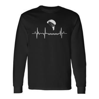 Mon Cœur Bat Pour Le Parachute Ascensionnel Ligne De Cœur T-shirt à manches longues - Cadeauxyz
