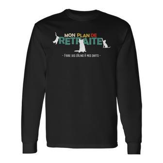 Mon Plan De Retraité Cadeau Retraité Chat Humour T-shirt à manches longues - Cadeauxyz