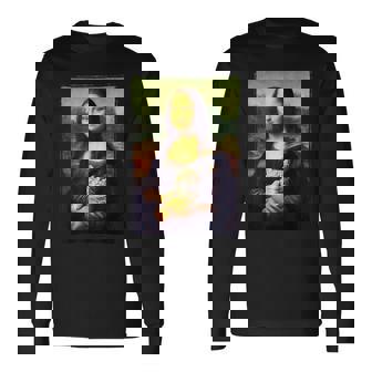 Mona Lisa Con Gato Arte Profesor Pintura Y Gatos Amante Camiseta de manga larga - Regaloses