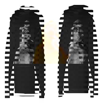 Monkey Y2k Thinking Monkey Meme Brainrot Long Sleeve T-Shirt | Seseable FR