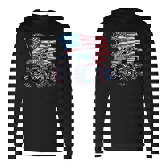 Monster Truck 4Th Of July American Flag Monster Trucks Lover Long Sleeve T-Shirt | Seseable CA