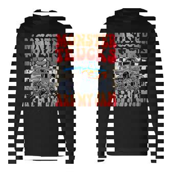 Monster Truck Are My Jam Colorful Monster Trucks Long Sleeve T-Shirt - Monsterry