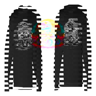 Monster Truck Summer Beach Dinosaur Monster Truck Long Sleeve T-Shirt | Mazezy