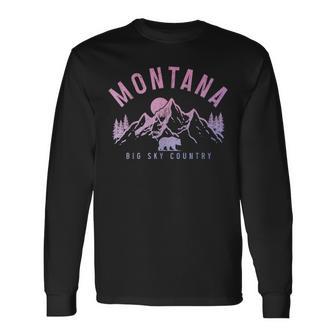 Montana Vintage Mountains Bear Nature Lover Long Sleeve T-Shirt - Monsterry