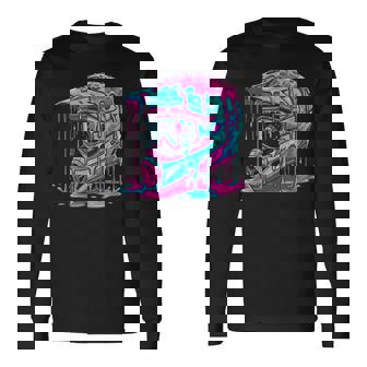 Motocross Helmet Drip Melt Graphic Dirt Bike Racing Long Sleeve T-Shirt - Monsterry