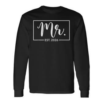 Mr Est 2026 Just Married Honeymoon Wedding Long Sleeve T-Shirt - Thegiftio UK