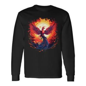 Mythical Bird Phoenix Rising Rejuvenation Fire Phoenix Bird Long Sleeve T-Shirt - Thegiftio UK