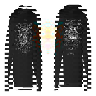 Mythologie Aztèque Mexicaine Native Fierté Mexicaine Jaguar Maya T-shirt à manches longues - Cadeauxyz