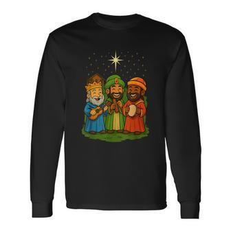 Navidad Día De Reyes Magos Diseño Tradicional Con Estrellas Camiseta de manga larga - Regaloses