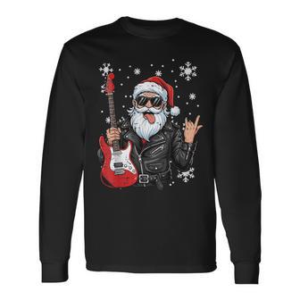 Navidadanta Rock Hand Guitar Rocker Xmas Hombres Niños Niños Camiseta de manga larga - Regaloses