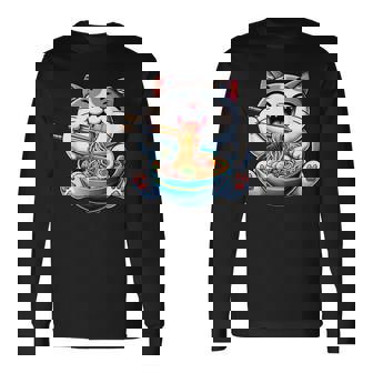 Neko Cat Ramen Anime Kawaii Long Sleeve T-Shirt - Thegiftio