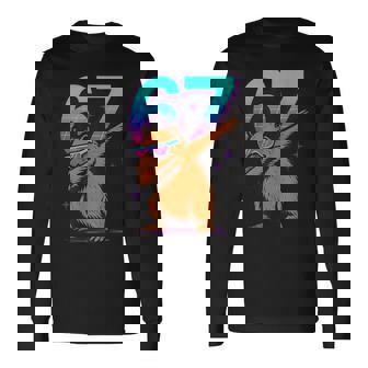 Neón Retro Dabbing Capybara 67 Meme Capy Lover Adolescentes Niños Camiseta de manga larga - Regaloses