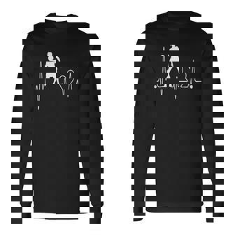 Netball Heartbeat EKG Pulse Line Netball Player Long Sleeve T-Shirt | Mazezy