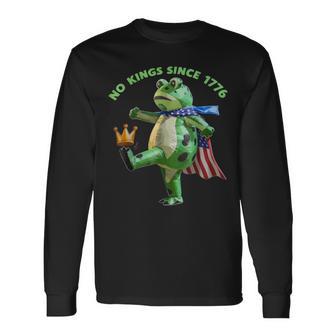 No Kings Since 1776 Portland Frog Kicking Crown Long Sleeve T-Shirt - Thegiftio UK