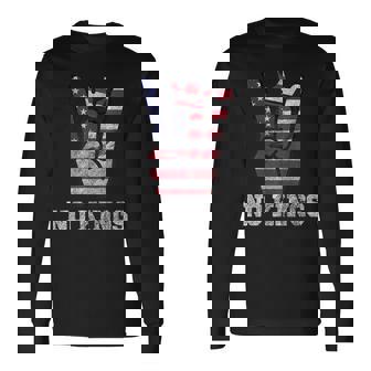 No Kings 4Th Of July Vintage American Flag No Kings Long Sleeve T-Shirt - Monsterry