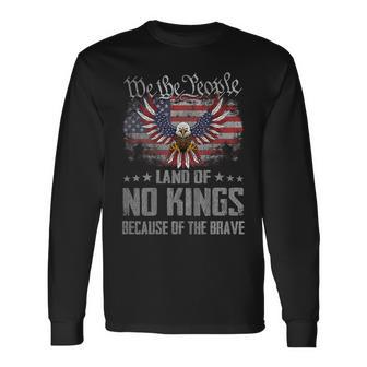 No Kings America Vintage Flag No Kings Day Long Sleeve T-Shirt | Mazezy