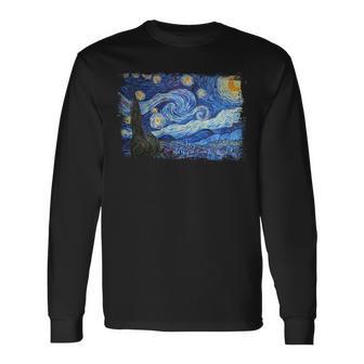 Noche Estrellada Deincentan Gogh Pintura Famosa Manga Larga Camiseta de manga larga - Regaloses