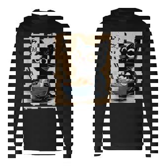 Nouilles De Chat Drôle Ramen Rétro Japonais Anime Kawaii T-shirt à manches longues - Cadeauxyz