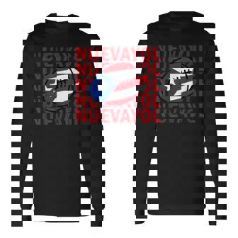 Nuevayol Puerto Rican Football Flag Pride Graphic Long Sleeve T-Shirt - Thegiftio