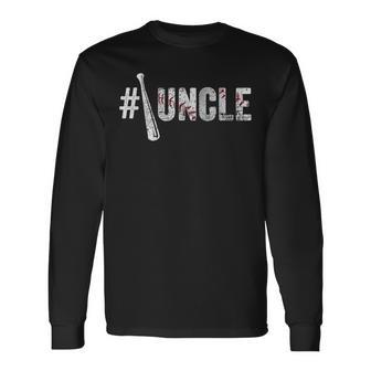 Number One Baseball Uncle Fathers Day Baseball Uncle Long Sleeve T-Shirt - Thegiftio