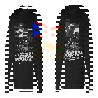 Nuyorican Coqui Puerto Rican Flag New York Pride Long Sleeve T-Shirt - Monsterry