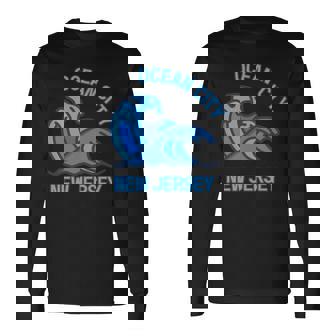 Graphic Ocean City New Jersey Pocket Wave Souvenir Long Sleeve T-Shirt | Mazezy
