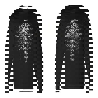 Odinchwert Wikinger Zeichen Walhalla Pagan Langarmshirts - Seseable