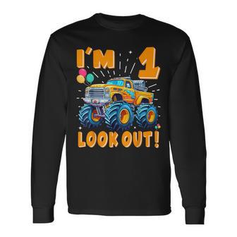 One 1St Birthday Boy Monster Truck Car 1 Year Old Long Sleeve T-Shirt - Thegiftio UK