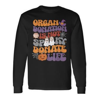 Organ Awareness Halloween Transplant Awareness Ghost Spooky Long Sleeve T-Shirt - Thegiftio UK
