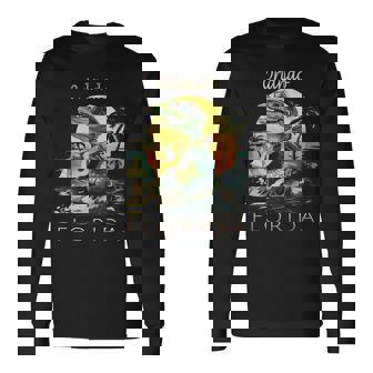 Orlando Florida Vacation Cute Alligator Sunset Souvenir Long Sleeve T-Shirt - Thegiftio