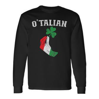 O'talian Shamrock St Patrick's Day Italy Flag Clover Long Sleeve T-Shirt - Thegiftio