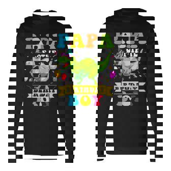 Papa Of The Birthday Boy Dinosaur Raptor Long Sleeve T-Shirt | Mazezy