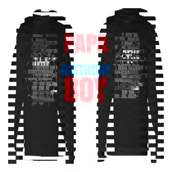 Papa Of The Birthday Boy Matching Family Spider Web Long Sleeve T-Shirt - Thegiftio
