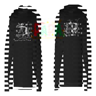 Papa Claus Christmas Lights Pajama Family Matching Long Sleeve T-Shirt | Mazezy