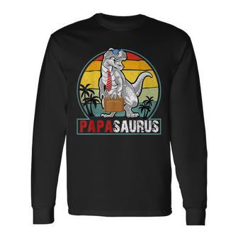 Papasaurus T Rex Dinosaurio Papá Dino Padreauro Hombre Camiseta de manga larga - Regaloses