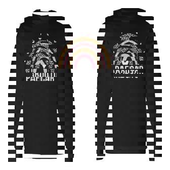 Paraeducator Rainbow Leopard Para Educator Teacher Preschool Long Sleeve T-Shirt | Mazezy