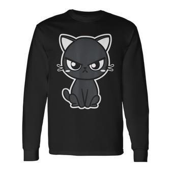 Pas Content Chats Grognon Humour Petit Chat Mignon T-shirt à manches longues - Cadeauxyz