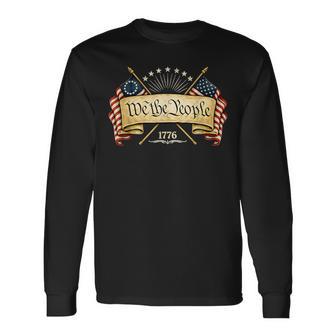 Patriotic Two Flags 1776 2026 We The People Long Sleeve T-Shirt - Thegiftio UK