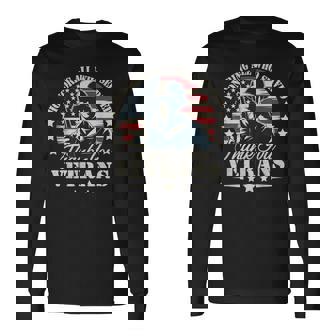 Patriotic Veteran Honoring Vetrans Day American Flag Soldier Long Sleeve T-Shirt | Seseable CA