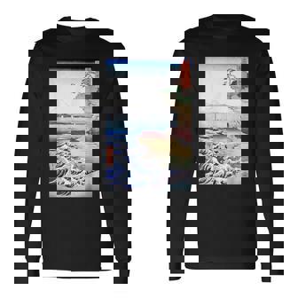 Paysage De Montagne Asiatiqueintage Japonais Ukiyo-E Woodblock T-shirt à manches longues - Cadeauxyz