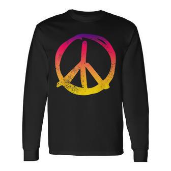 Pazímboloigno Retrointage Hippie Arco Iris Degradado Camiseta de manga larga - Regaloses