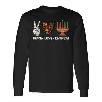 Peace Love Kwanzaa Pajamas African Happy Kwanzaa Matching Long Sleeve T-Shirt | Mazezy