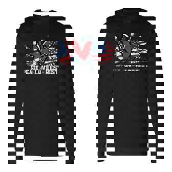 Peace Love Resist American Flag Political Protest Long Sleeve T-Shirt - Monsterry